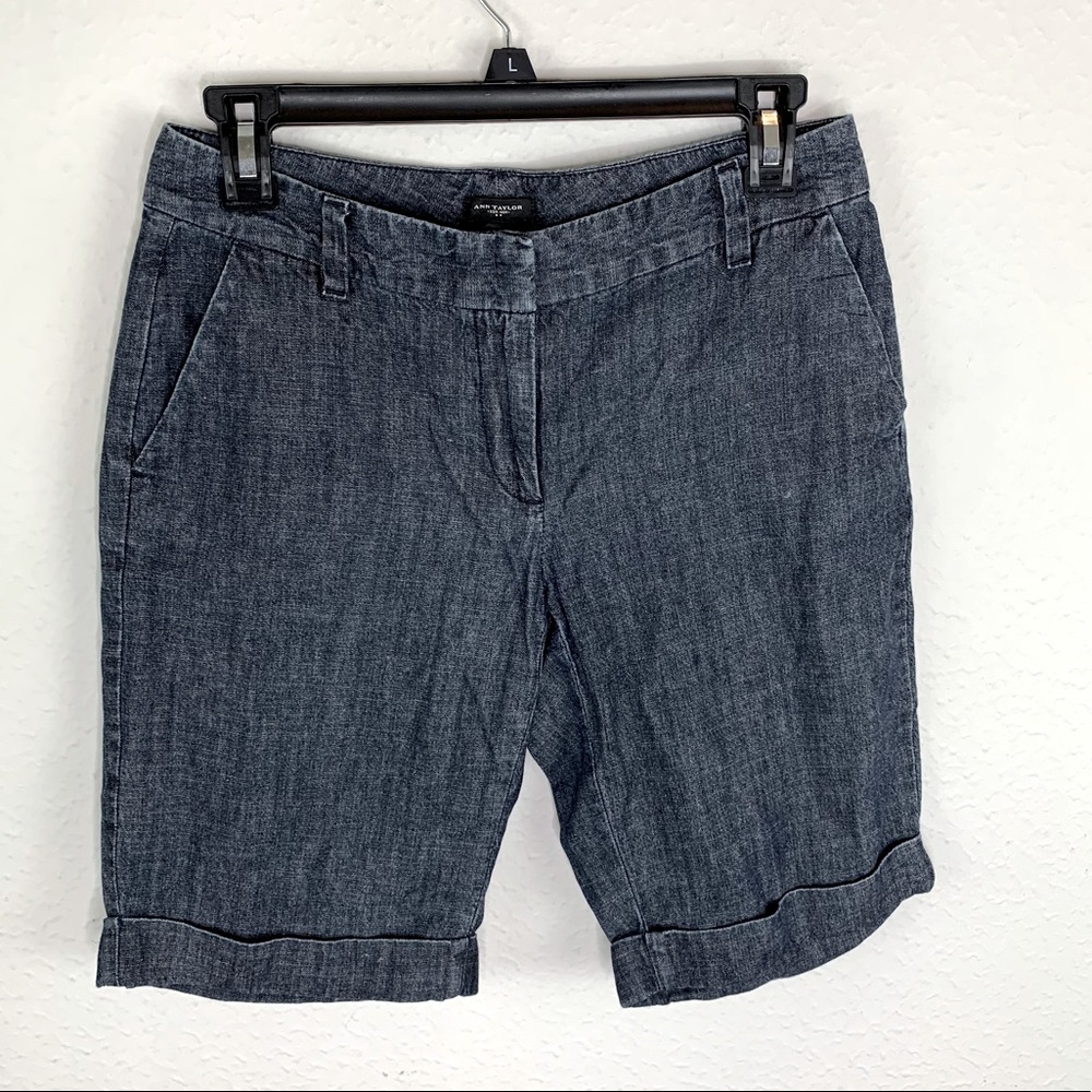 Ann Taylor Curvy Cuffed Denim Shorts F2 D317